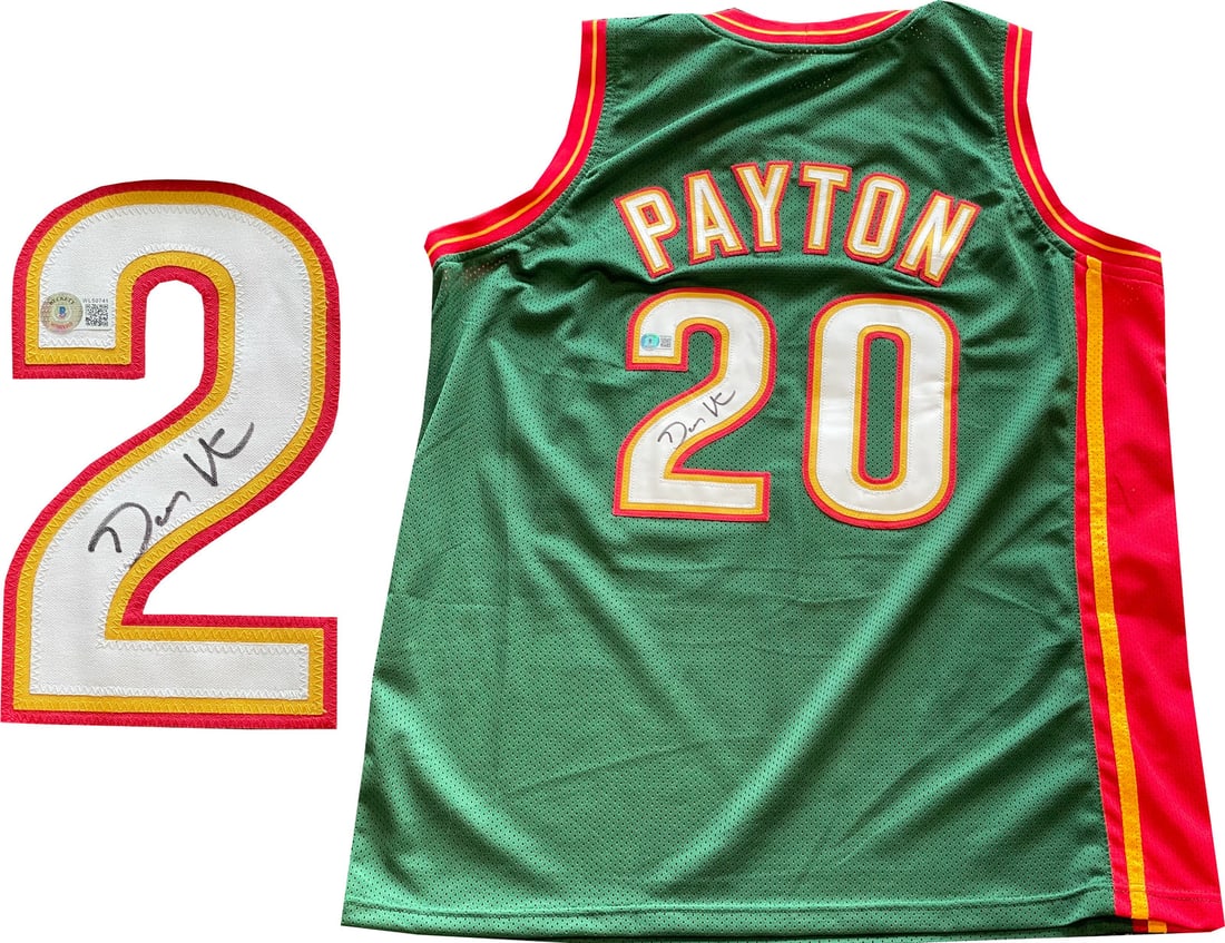 Gary Payton Autographed Seattle Supersonics Custom Jersey (BVG) (1 of 2)