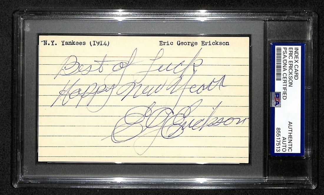 Eric Erickson Signed Autographed 3x5 Index Card New York Yankees PSA DNA 197785: Eric Erickson Signed Autographed 3x5 Index Card New York Yankees PSA DNA 197785 Item Specifics: Original/Reprint: Original Product: Index Card Sport: Hockey Product Disclaimer: Not affiliated with any