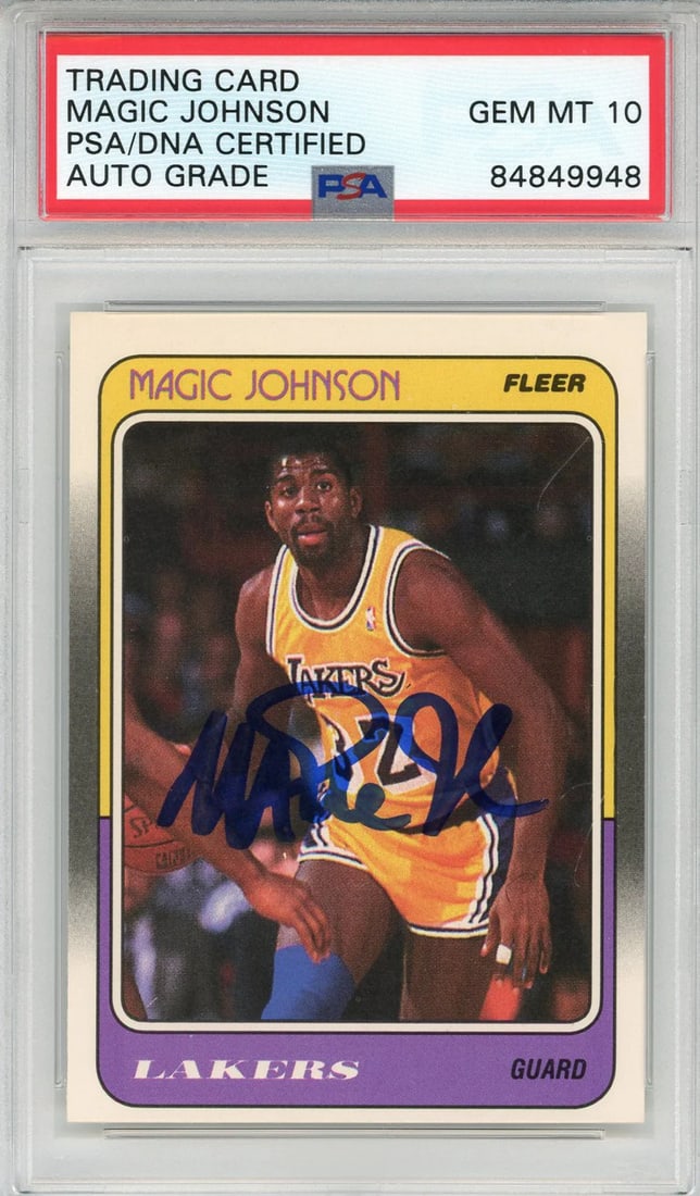 Johnson Magic Autographed PSA Card 1988 Fleer #67 (1 of 2)