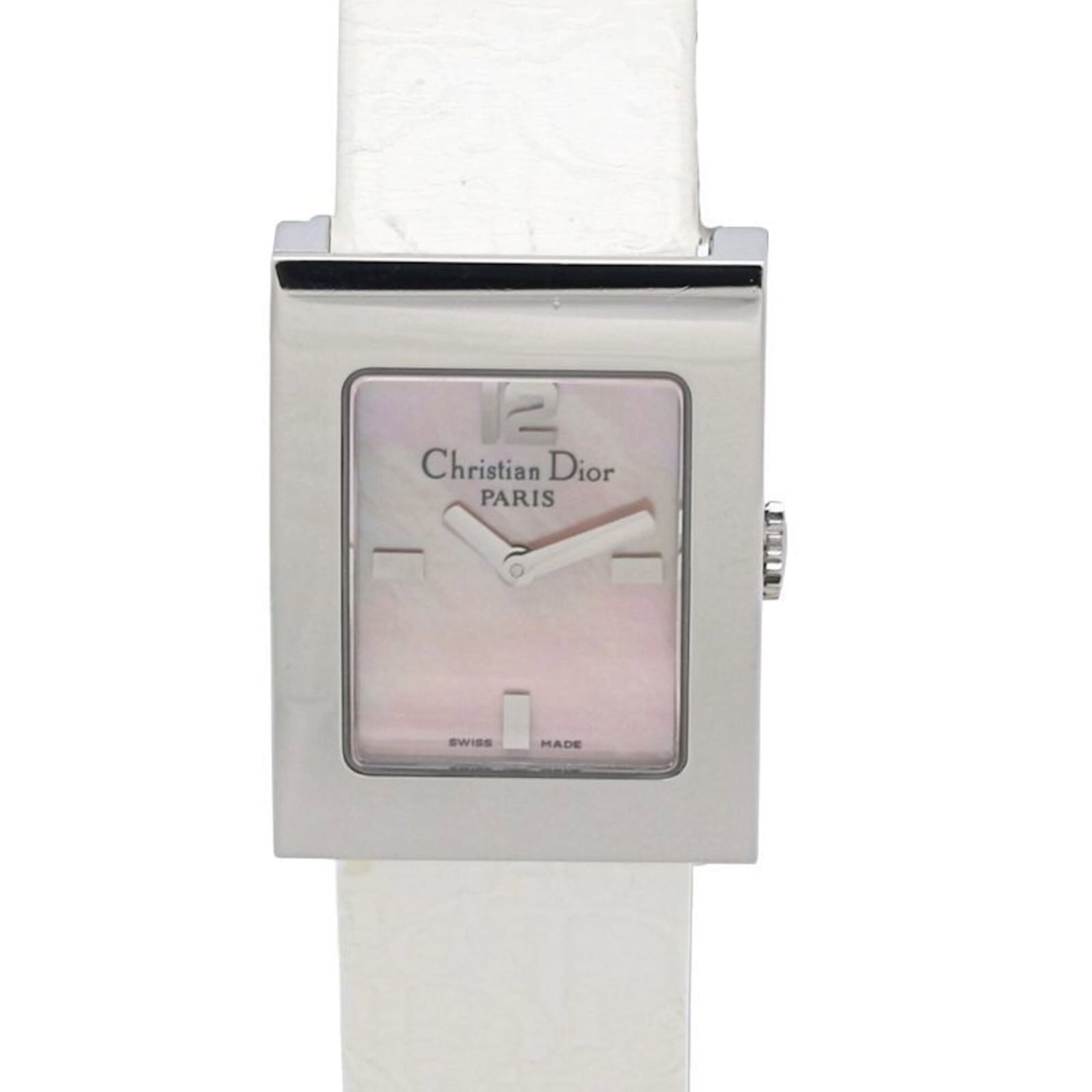 Wristwatch by Christian Dior: Wristwatch by Christian Dior Stainless steel case and pink shell dial make for a striking combination in this Christian Dior wristwatch. The watch's quartz movement ensures reliable timekeeping, while