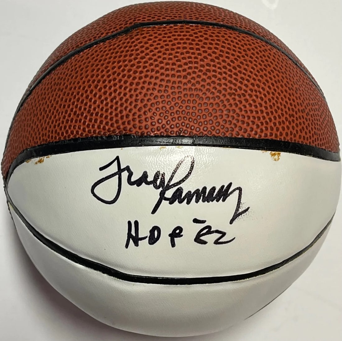 Ramsey Frank Autographed White Basketball Mini Panel (1 of 1)