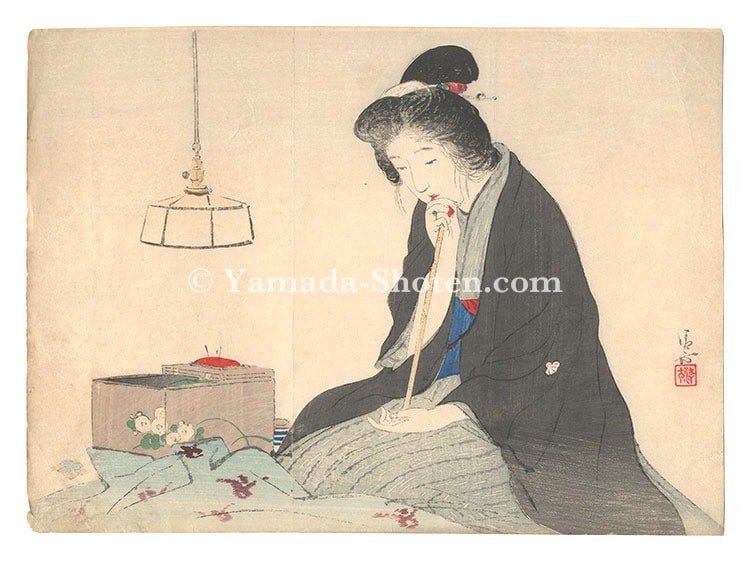 Kaburaki Kiyokata 1910 Woodblock Print Kuchi e Yonaga Meiji Era Art 22x30cm: Kaburaki Kiyokata 1910 Woodblock Print Kuchi e Yonaga Meiji Era Art 22x30cm Item Specifics: Artist: Kaburaki Kiyokata Subject: Bijin-ga Literary Frontispiece Material: Washi Paper Ink Style: Japanese 