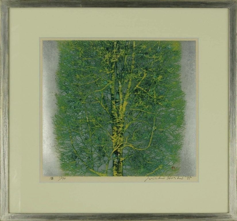 Joichi Hoshi Silver Woodblock Print Signed ED 17/ 99 Framed Japanese Vintage Art: Joichi Hoshi Silver Woodblock Print Signed ED 17/ 99 Framed Japanese Vintage Art Item Specifics: Type: print Size: 53.5x57cm(including frame) Region Of Origin: Japan Product Disclaimer: Please review 