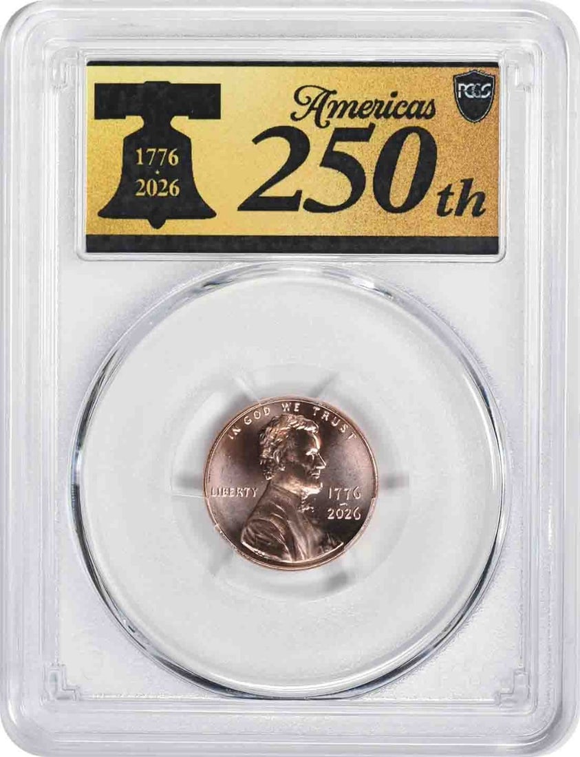 2026 Lincoln Cent 1776-2026 MS66RD First Day of Issue PCGS (Anniversary Label): 2026 Lincoln Cent 1776-2026 MS66RD First Day of Issue PCGS (Anniversary Label) PCGS grades the 2026 Lincoln Cent MS66RD, marking its first day of issue with an Anniversary Label. This coin features a 