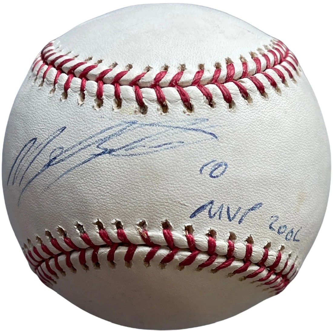 Official Major League Baseball by Miguel Tejeda Autographed: Official Major League Baseball by Miguel Tejeda Autographed Official Major League Baseball by Miguel Tejeda, signed in blue pen across the sweet spot with the inscription "2002 MVP" on an Allan Selig