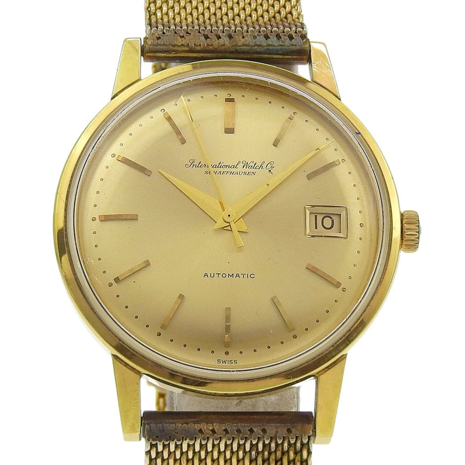 Iwc Wristwatch: Iwc Wristwatch Gold plated IWC Wristwatch boasts a sleek 36mm case diameter and gold plated band, making it a stylish accessory for those who appreciate classic timepieces. Powered by a self-winding a