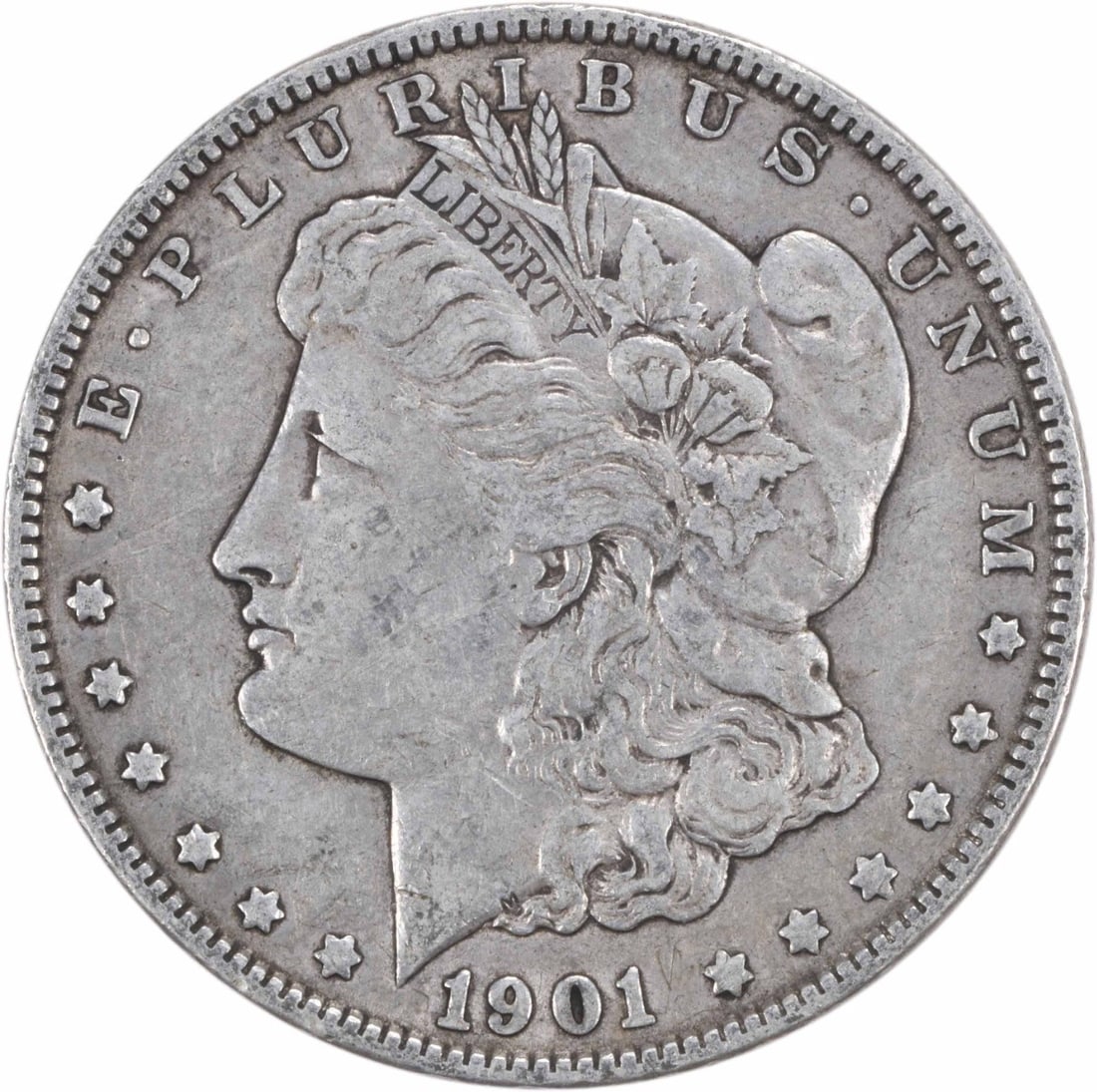 Uncertified 1901 Morgan Silver Dollar EF: Uncertified 1901 Morgan Silver Dollar EF The 1901 Morgan Silver Dollar EF features an impressive reeded edge and a diameter of 38.10 millimeters, making it a notable addition to any coin collection.