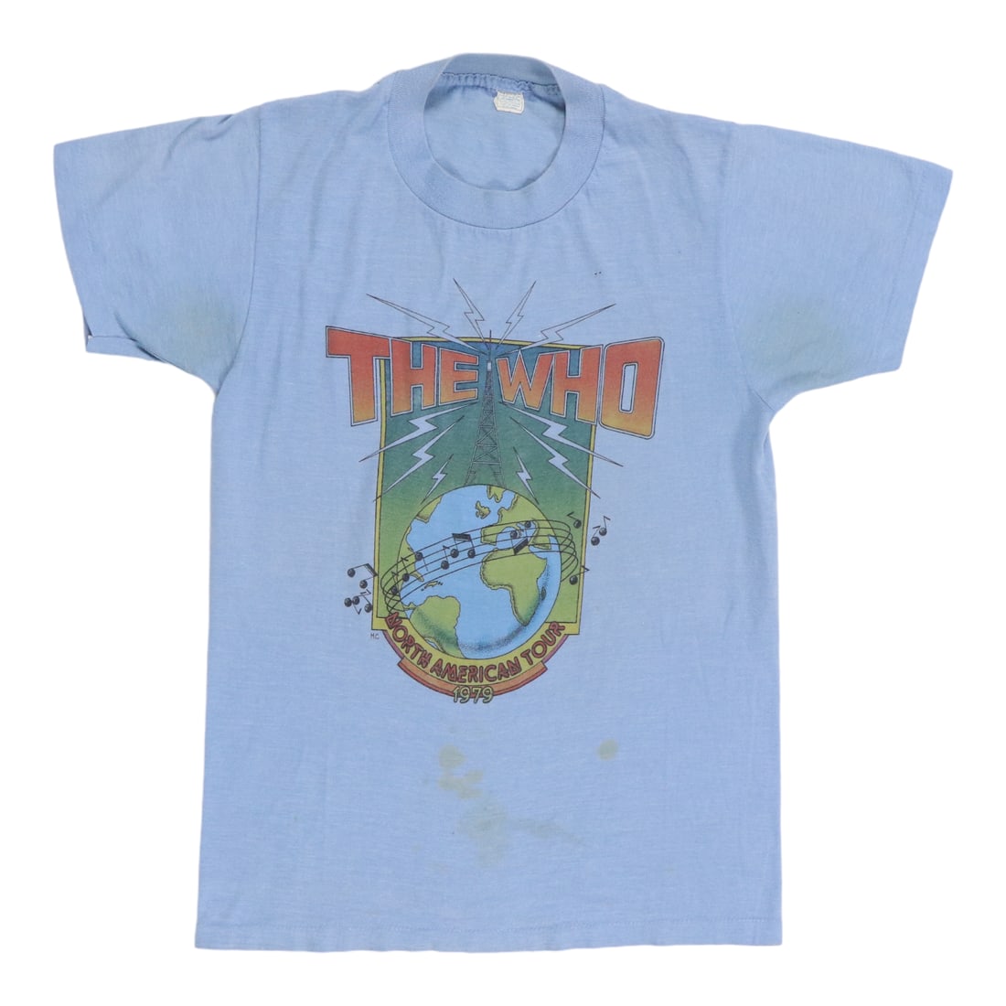 North American Tour Shirt by The Who: North American Tour Shirt by The Who Authentic North American Tour Shirt by The Who, featuring the iconic band's logo and tour dates printed on high-quality fabric. This rare piece of rock 'n' roll hi
