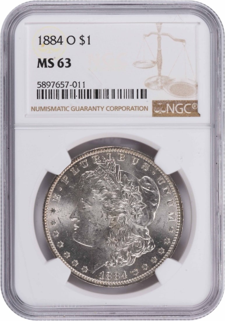Silver dollar morgan 1884 ms63 ngc: Silver dollar morgan 1884 ms63 ngc The 1884 Silver Dollar Morgan, graded MS63 by the NGC, boasts its original silver composition and distinctive reeded edge. Certified as Uncirculated, this coin showc