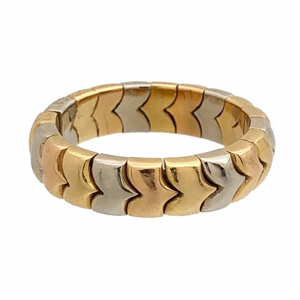 Vintage Spiga 18k Tri Color Yellow White Rose Gold Open Band Ring: Vintage Spiga 18k Tri Color Yellow White Rose Gold Open Band Ring Item Specifics: Shape: Round Occasion: Anniversary Birthday Christening Christmas Engagement Graduation Mother's Day Valentine's Day W