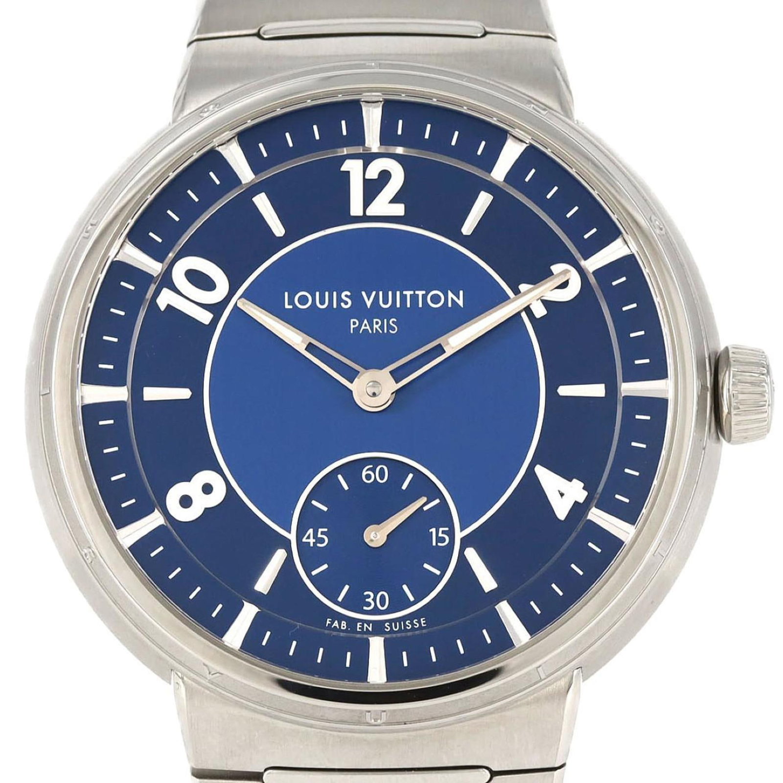 Louis Vuitton Wristwatch: Louis Vuitton Wristwatch Stainless steel case and band provide a sleek, modern look for the Louis Vuitton Tambour wristwatch. The self-winding automatic movement ensures reliable timekeeping, while th