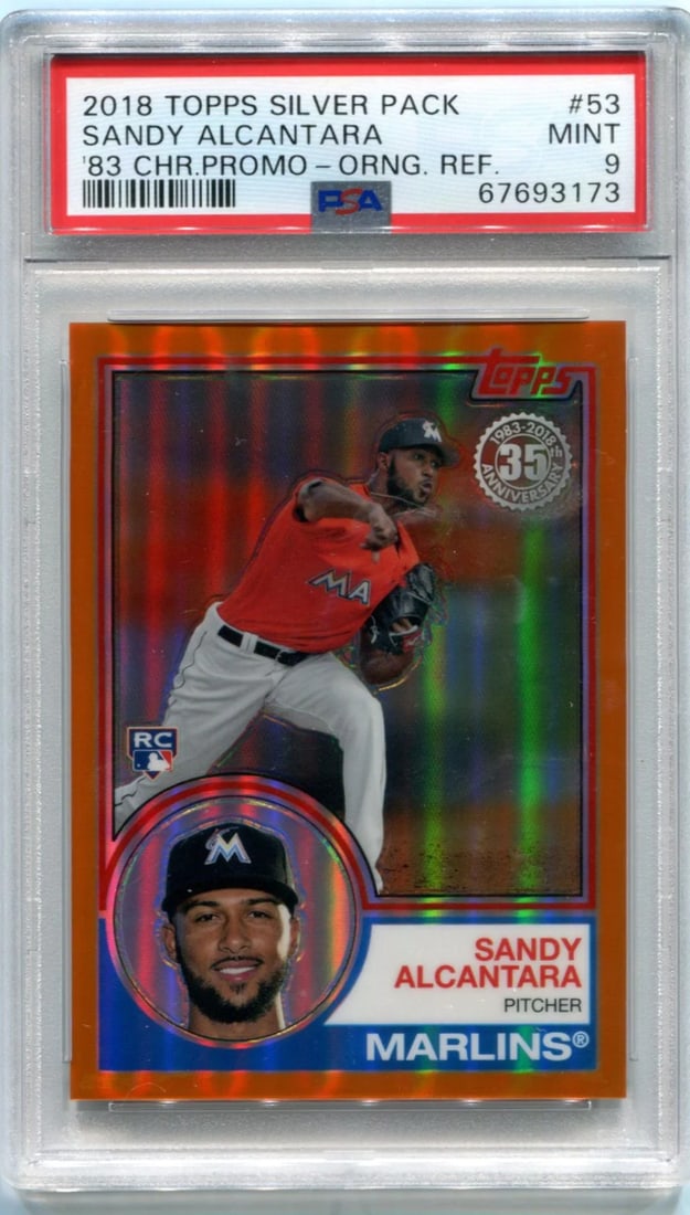 Topps 2018 Silver Pack Chrome Promo 83 Sandy Alcantara 53 PSA 9 (1 of 2)