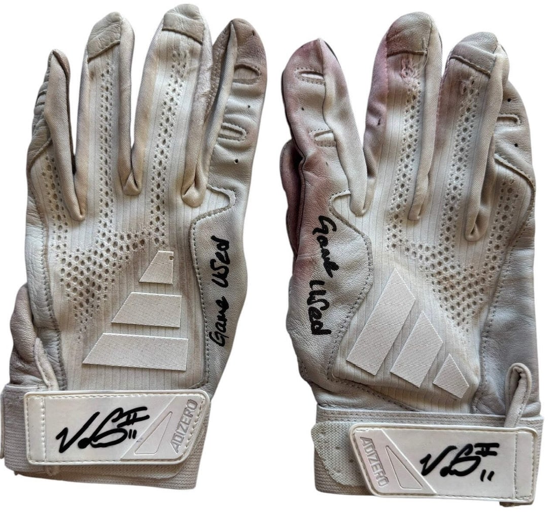 Victor Scott II Autographed Game Used Addidas Batting Gloves (Beckett Witness): Victor Scott II Autographed Game Used Addidas Batting Gloves (Beckett Witness) Signed in black sharpie across the top of the velcro wrist strap, Victor Scott II's autograph adds a unique touch to thes