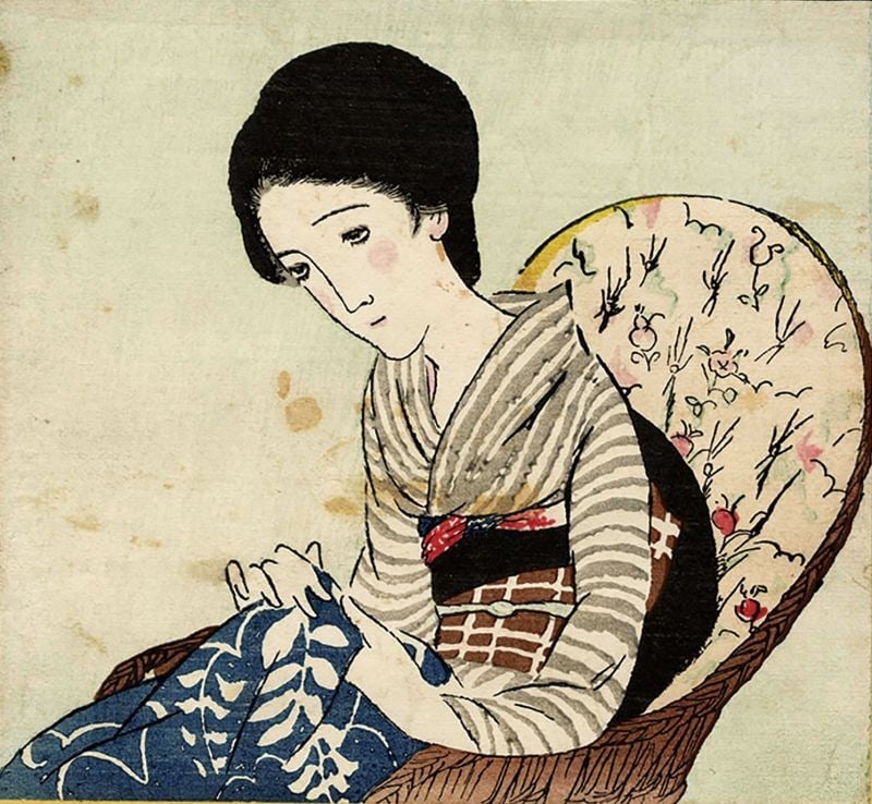 Mending Japanese Art Bijin Print Yumeji Era Taisho Woodblock Takehisa: Mending Japanese Art Bijin Print Yumeji Era Taisho Woodblock Takehisa Item Specifics: Artist: Takehisa Yumeji Subject: Woman Mending Material: Paper Style: Japanese Year Of Production: 2010 Product Di