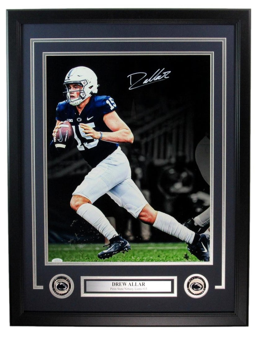 Drew Allar Autographed Penn State Framed Photo 16x20 JSA 183359: Drew Allar Autographed Penn State Framed Photo 16x20 JSA 183359 Item Specifics: Autograph Authentication: James Spence Authentication (JSA) Original/Reprint: Original Product: Photo Sport: Football Pr