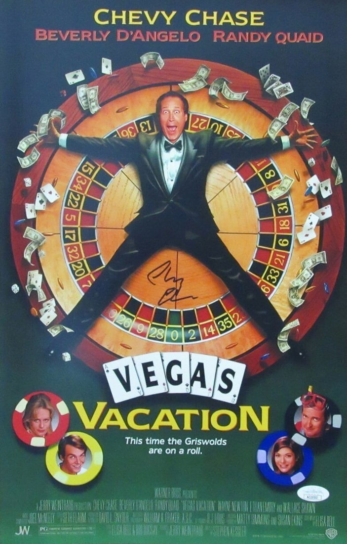 Chevy Chase Autographed 11x17 Movie Poster "Vegas Vacation" JSA 168322: Chevy Chase Autographed 11x17 Movie Poster "Vegas Vacation" JSA 168322 Item Specifics: Autograph Authentication: JSA Industry: Movies Original/Reproduction: Original Original/Reprint: Original Product