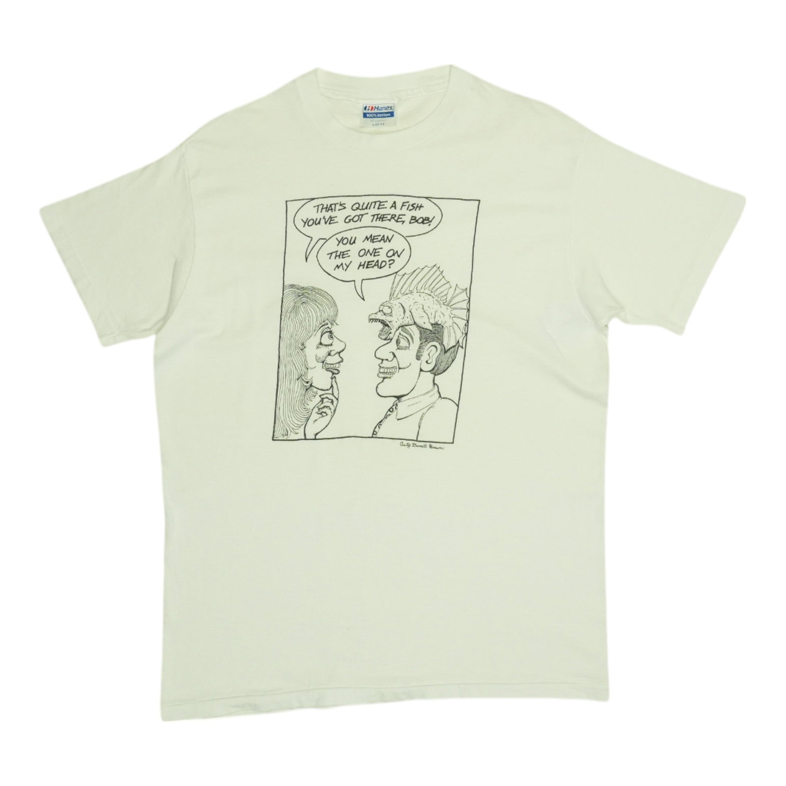 1980s That's Quite A Fish You Got There Shirt: 1980s That's Quite A Fish You Got There Shirt That's Quite A Fish You Got There Shirt is a vibrant and eye-catching 1980s graphic tee, featuring a bold illustration of a fish on the front. The