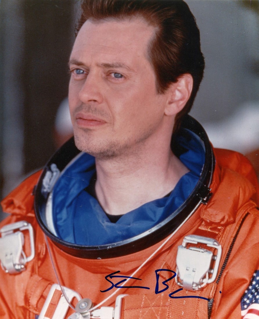 Steve Buscemi Autographed 8x10 Celebrity Photo: Steve Buscemi Autographed 8x10 Celebrity Photo Steve Buscemi's distinctive face takes center stage in this 8x10 celebrity photo, signed across the front in blue sharpie. The image captures his unique 