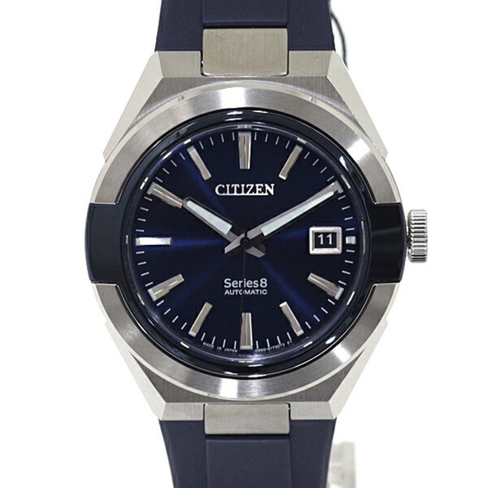 Citizen Wristwatch: Citizen Wristwatch Stainless steel case and band provide a durable foundation for this Citizen wristwatch, featuring a self-winding automatic movement. The blue dial stands out against the sleek desig