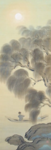 Japanese Hanging Scroll Painting Kawasaki Koto Moonlit Flute Nihonga Art: Japanese Hanging Scroll Painting Kawasaki Koto Moonlit Flute Nihonga Art Item Specifics: Artist: Kawasaki Koto Subject: Moonlight Flute Playing Material: Ink and Color on Silk Style: Japanese Year Of 