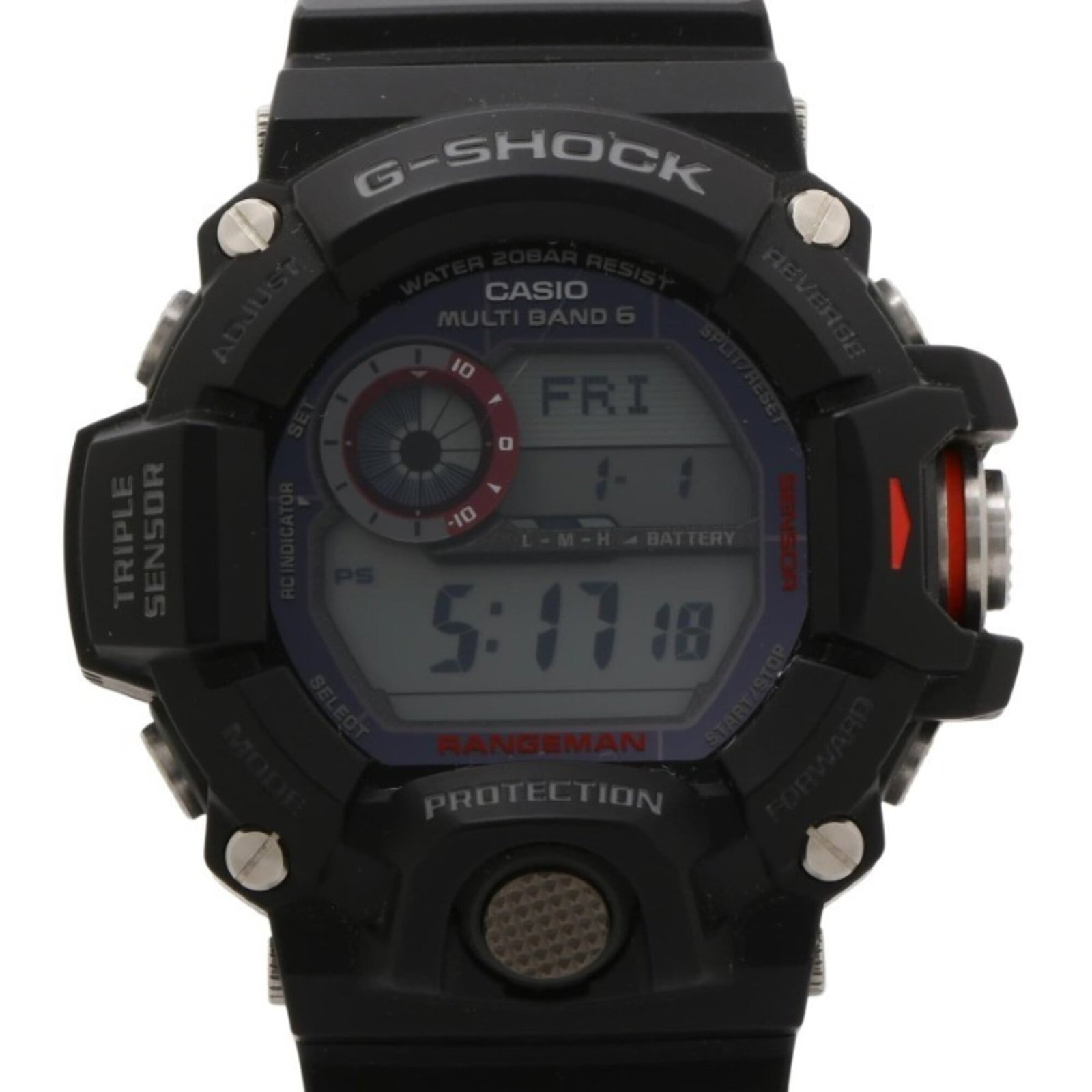 Casio Wristwatch: Casio Wristwatch Casio's GW-9400J-1JF wristwatch boasts a sleek black dial and a durable solar-powered movement, making it a reliable timepiece for everyday wear. With its adjustable strap to fit wris