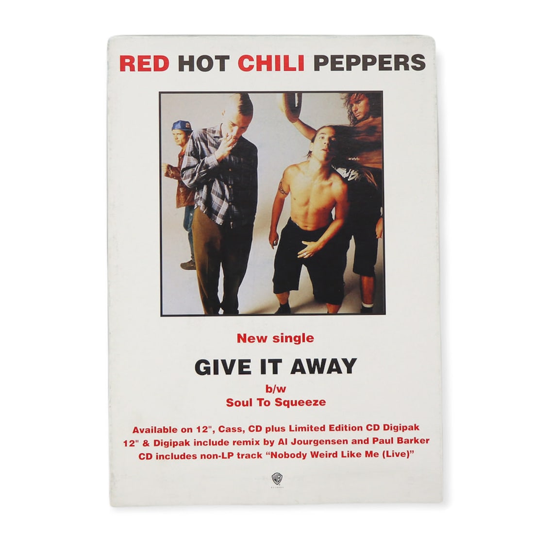 1991 Red Hot Chili Peppers Counter Display: 1991 Red Hot Chili Peppers Counter Display This iconic counter display from 1991 showcases the band's energetic and eclectic style. Featuring their album artwork, it's a must-have for any RHCP fan or 