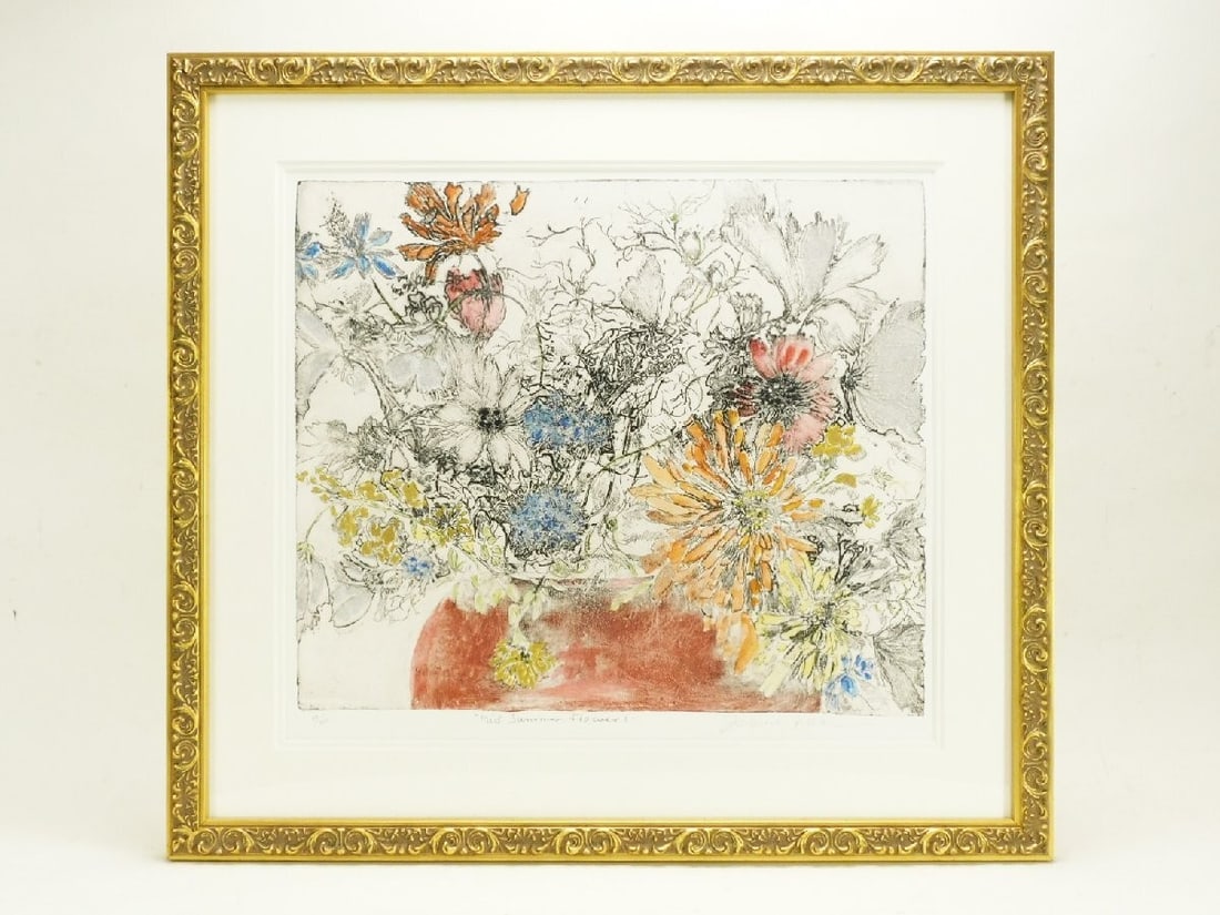 Signed Ed Embossed Stamp COA Mid Summer Flowers Giclee Joanne Isaac (1 of 8)