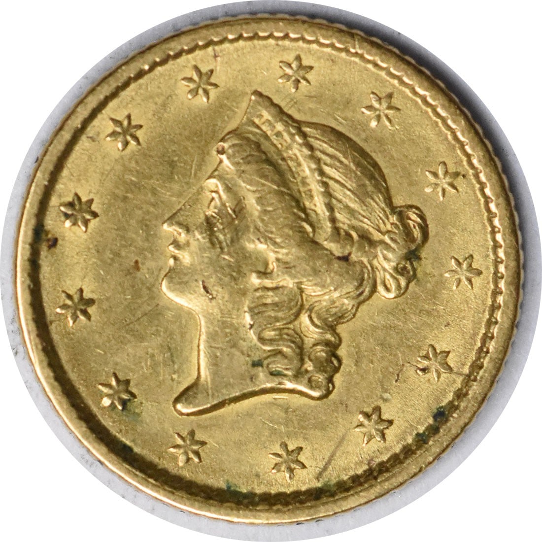 EF Uncertified Gold $1 1853 Type: EF Uncertified Gold $1 1853 Type EF Uncertified Gold $1 1853 Type - A rare and historic gold coin from the Philadelphia Mint, featuring James Barton Longacre's design and a reeded edge. This circulate