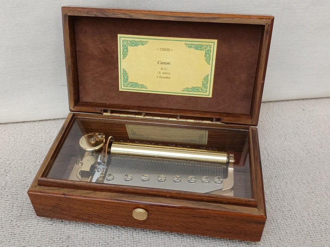 ORPHEUS 72 Note Music Box Canon Pachelbel 3 Parts SANKYO Vintage Used (1 of 13)