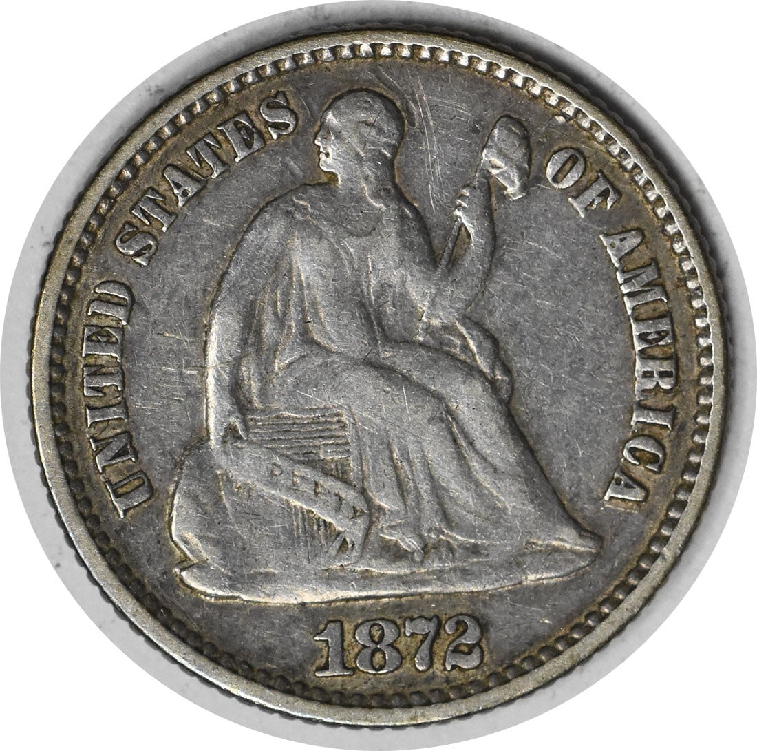 1872 Liberty Seated Silver Half Dime DDO FS-101 Choice VF Uncertified: 1872 Liberty Seated Silver Half Dime DDO FS-101 Choice VF Uncertified 1872 Liberty Seated Silver Half Dime DDO FS-101 Choice VF Uncertified - A Rare Circulated Example from the Early Years of the Seat