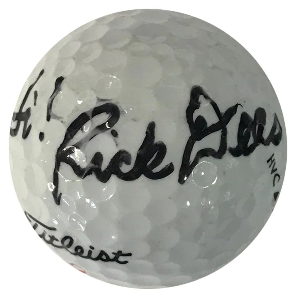 Rick Dees Autographed Titleist 2 Golf Ball: Rick Dees Autographed Titleist 2 Golf Ball Signed in black sharpie by radio personality Rick Dees, this Titleist 2 Golf Ball bears the mark of a unique collector's item. The autograph adds a touch of 