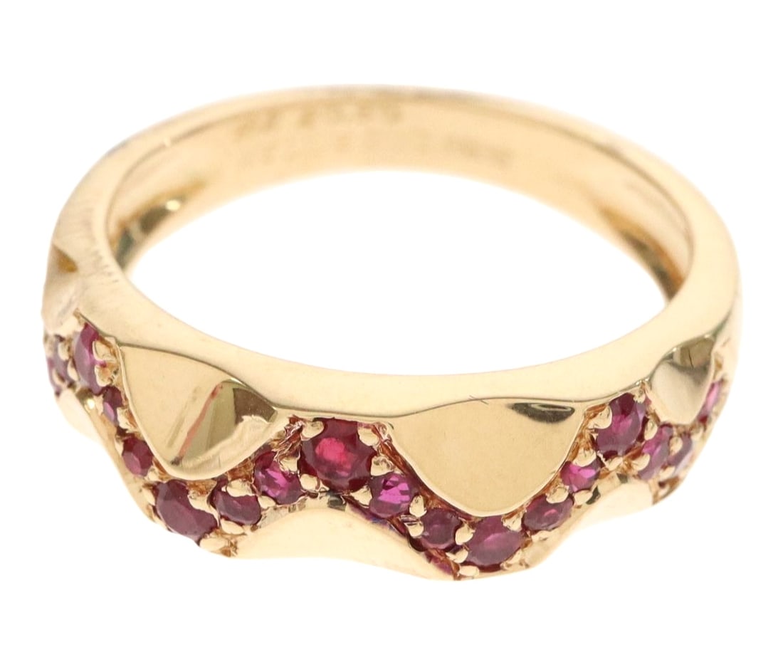 Mellerio Dits Meller Ruby 18k Yellow Gold Wave Design Band Ring: Mellerio Dits Meller Ruby 18k Yellow Gold Wave Design Band Ring Item Specifics: Occasion: Anniversary Birthday Christening Christmas Engagement Graduation Mother's Day Valentine's Day Wedding Main Sto