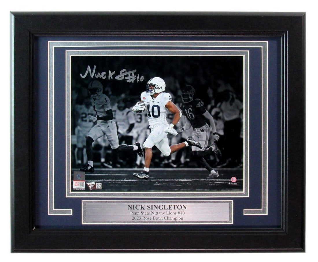 Singleton Nick Autographed Penn State Framed 8x10 Photo Fanatics 177483: Singleton Nick Autographed Penn State Framed 8x10 Photo Fanatics 177483 Item Specifics: Sport: Football Product: Photo Original/Reprint: Original Team: Penn State Autograph Authentication: Fanatics