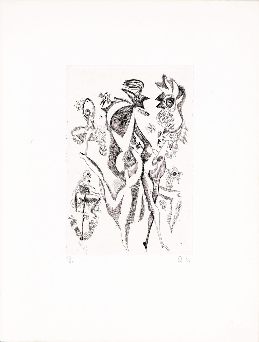 Ei Q Ei Copperplate Etching Work 21 Posthumous Edition Stamped Signed Art (1 of 2)