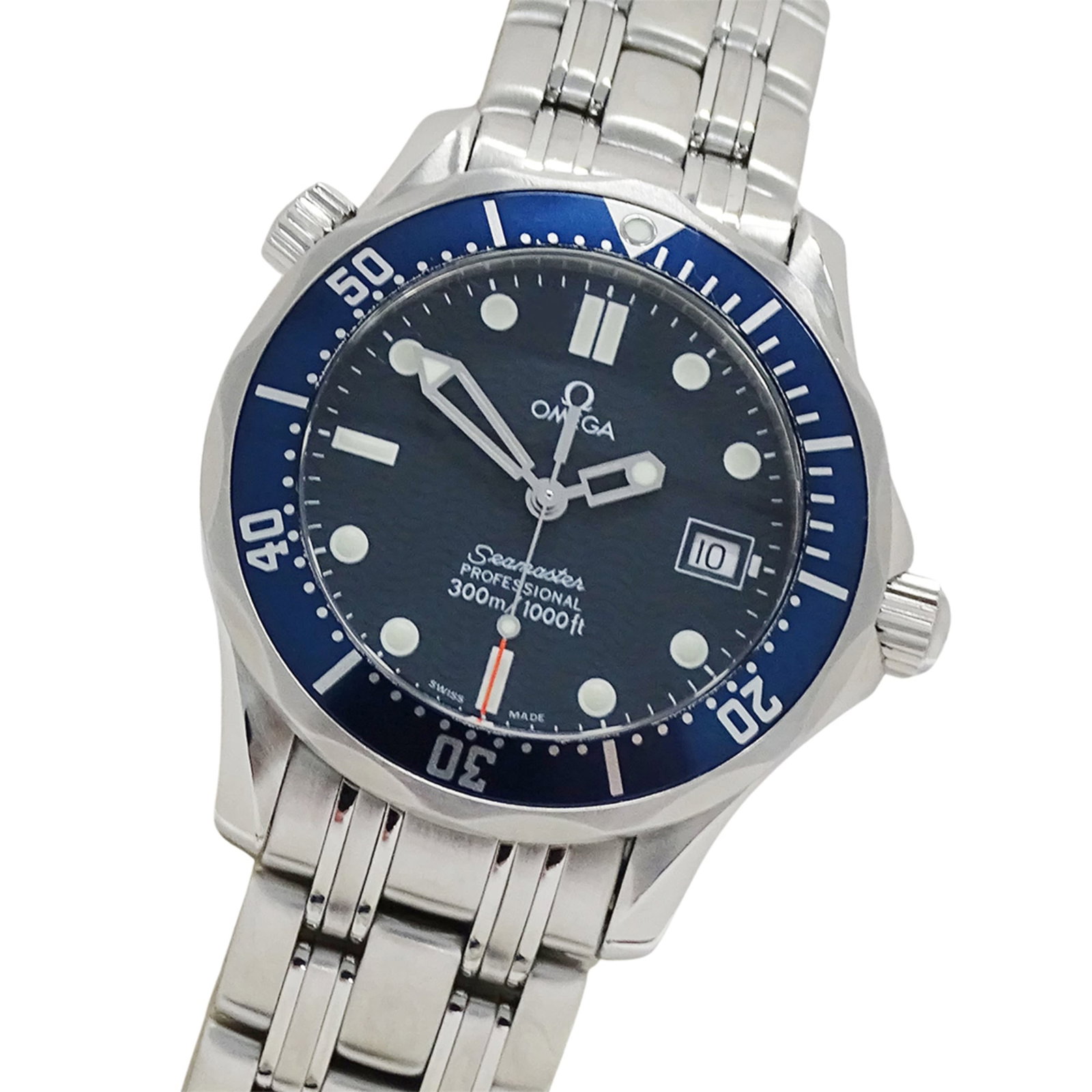 Omega Wristwatch: Omega Wristwatch Stainless steel case and band, the Omega Wristwatch boasts a sleek design with a blue dial. Its quartz movement keeps accurate time, while its 36mm diameter fits comfortably on