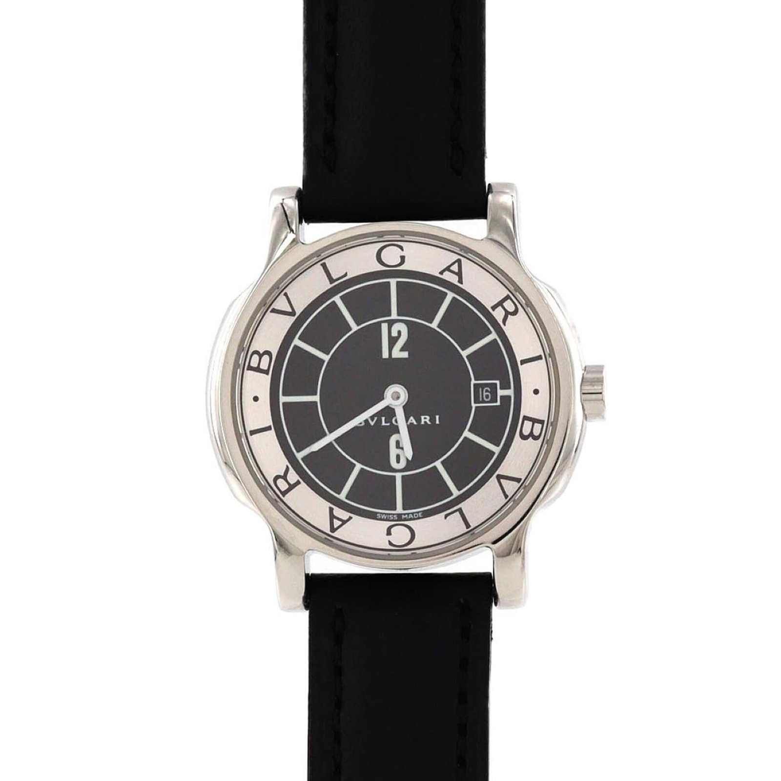 Bvlgari Wristwatch: Bvlgari Wristwatch Stainless steel case with a sleek black dial, the Bvlgari wristwatch boasts a compact 29mm size and quartz movement for reliable timekeeping. This stylish timepiece features a