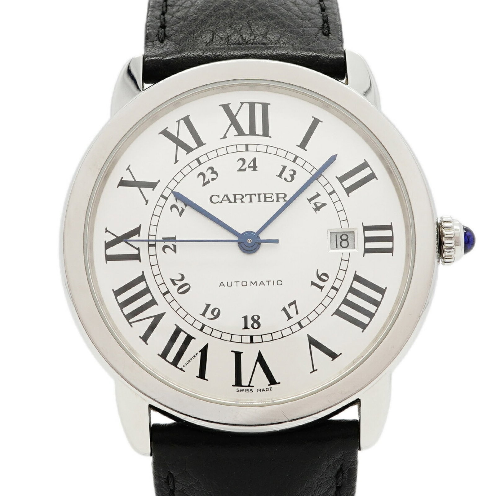 Cartier Wristwatch: Cartier Wristwatch The Cartier Wristwatch boasts a sleek silver dial and a leather band, making it a stylish accessory for the modern man. Its self-winding automatic movement ensures precise