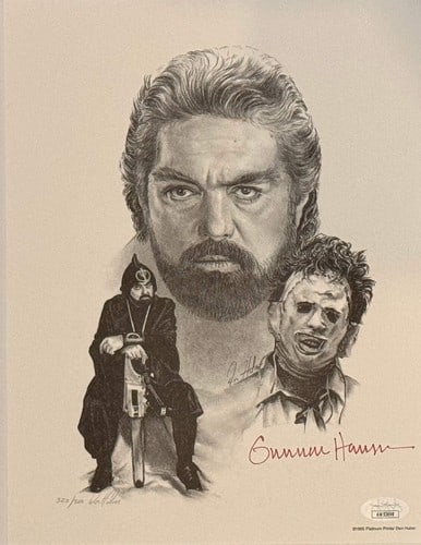 Massacre Chainsaw Texas Autographed 8x10 Print By Hansen Gunnar #322/ 500: Massacre Chainsaw Texas Autographed 8x10 Print By Hansen Gunnar #322/ 500 The Texas Chainsaw Massacre 8x10 print, signed by Gunnar Hansen in red sharpie, bears his unique mark across the front. This r