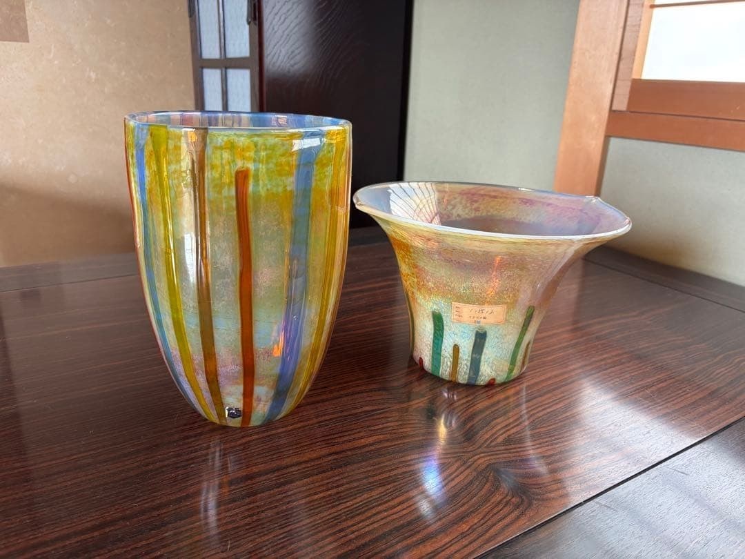 Murano Glass Flower Vase Set of 2 by Cenedese Multicolor Stripe Venice Vintage: Murano Glass Flower Vase Set of 2 by Cenedese Multicolor Stripe Venice Vintage Item Specifics: Brand: Cenedese Origin: Venice Type: Vase Original/Licensed Reproduction: Original Color: Multicolor Mate