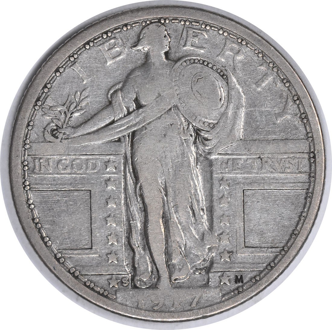 Uncertified Silver Standing Liberty Quarter Type 1 1917-S: Uncertified Silver Standing Liberty Quarter Type 1 1917-S The Standing Liberty Quarter Type 1, minted in 1917-S San Francisco, boasts a distinctive design featuring Hermon A. Mac Neil's iconic portrai