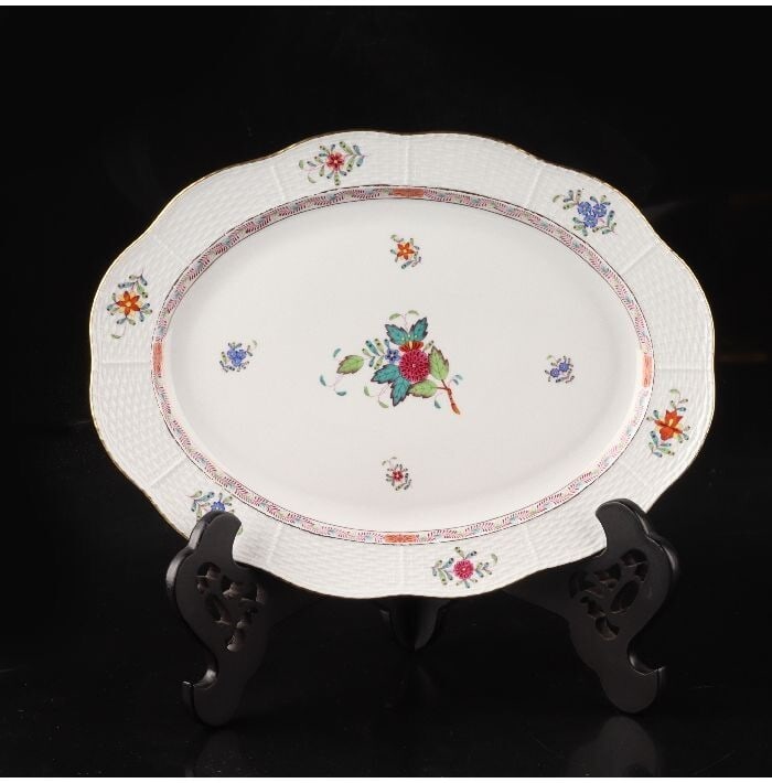 Herend Chinese Bouquet Multicolor Oval Plate Porcelain 36cm Apponyi Flower (1 of 9)