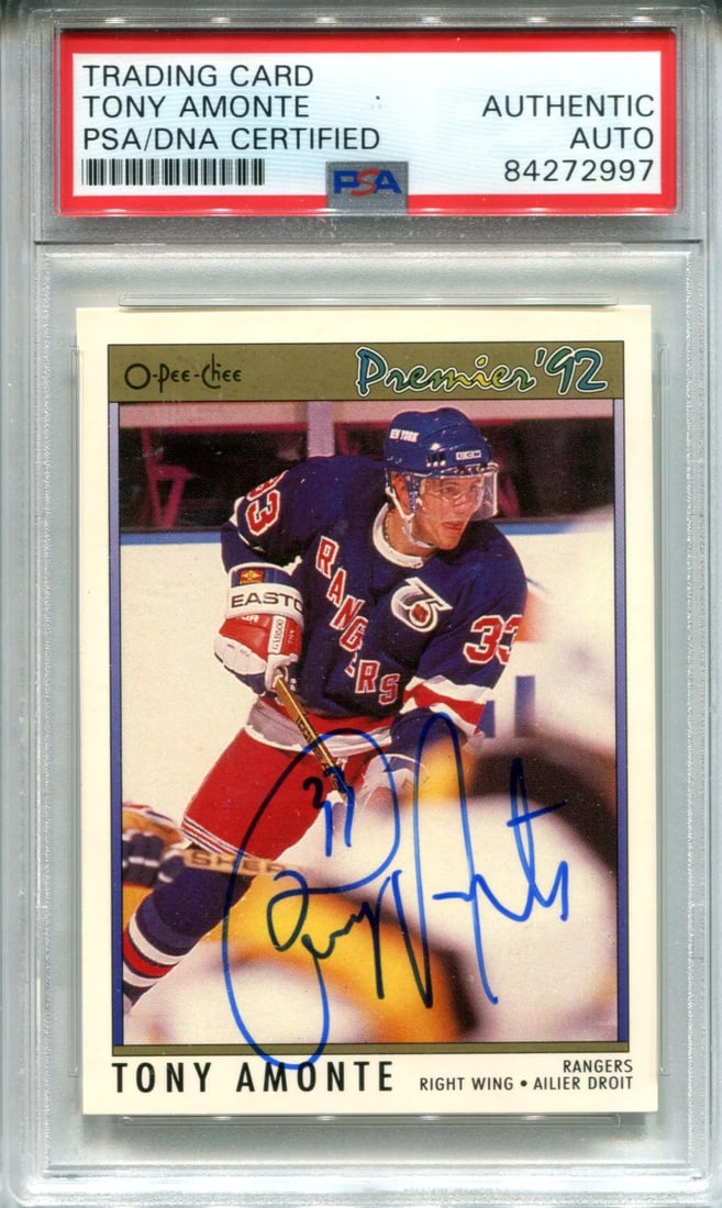 Tony Amonte Autographed 1992 O-Pee-Chee Premier Card (PSA) (1 of 1)