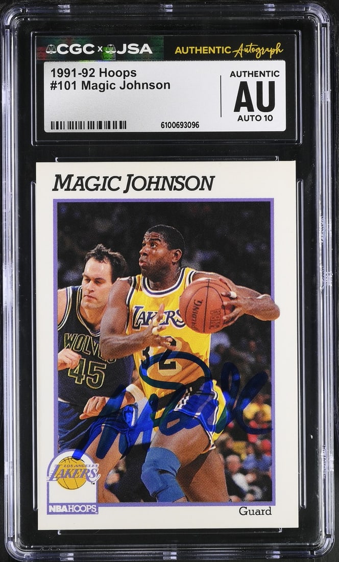 Magic Johnson 1991-92 Hoops Signed/ Autographed Card #101 CGC x JSA 10 BA206484: Magic Johnson 1991-92 Hoops Signed/ Autographed Card #101 CGC x JSA 10 BA206484 Item Specifics: Original/Reprint: Original Product: Card Product Disclaimer: Not affiliated with any team or league.