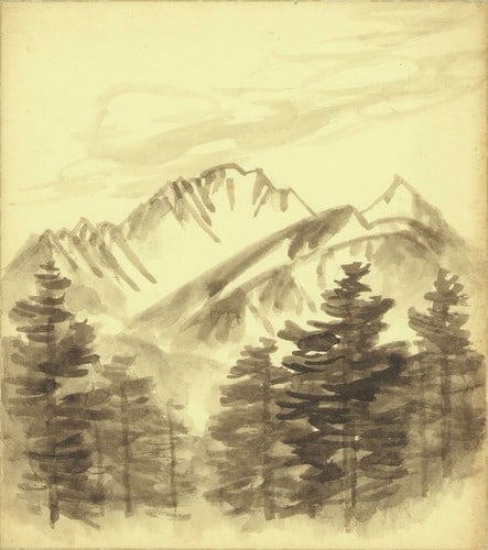 Ishii Tsuruzo Shikishi Mountain Range Landscape Japanese Art Board (1 of 1)