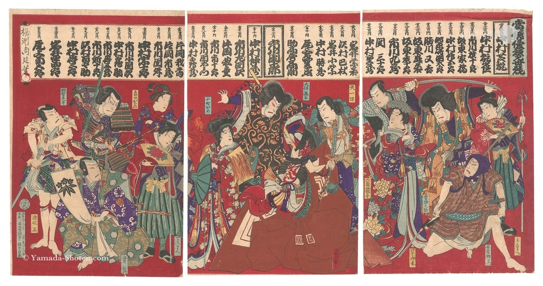 Toyohara Chikanobu 1880 Woodblock Print Triptych Kabuki Actor Contest Meiji Art: Toyohara Chikanobu 1880 Woodblock Print Triptych Kabuki Actor Contest Meiji Art Item Specifics: Artist: Toyohara Chikanobu Subject: Kabuki Theater Material: Paper Style: Japanese Year Of Production: 1