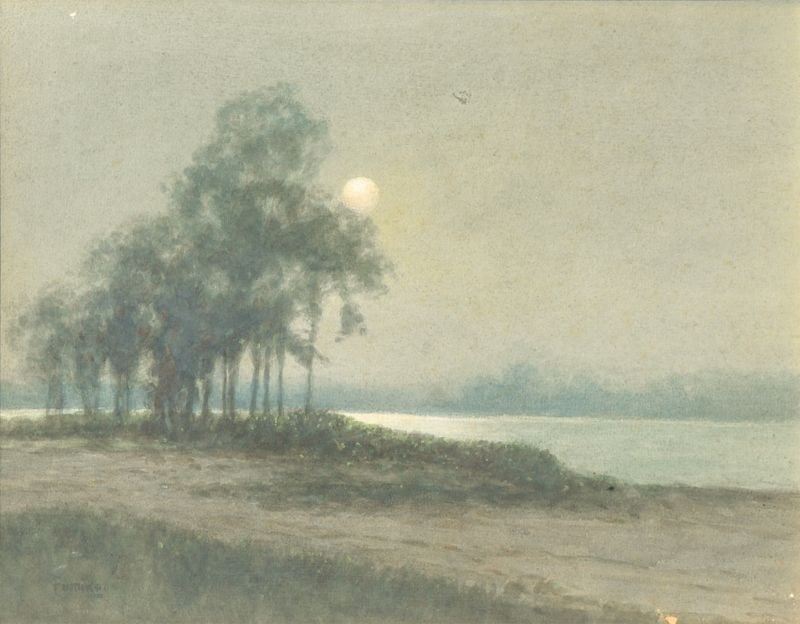 Moonlight Japanese Fine Art Landscape Painting by Fumiko Watanabe (1 of 1)
