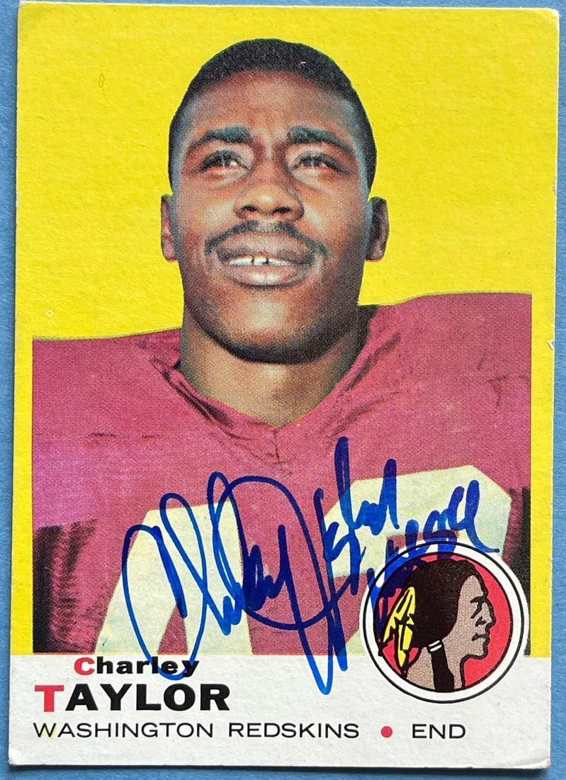 Charley Taylor Autographed 1969 Topps Football Card (1 of 2)