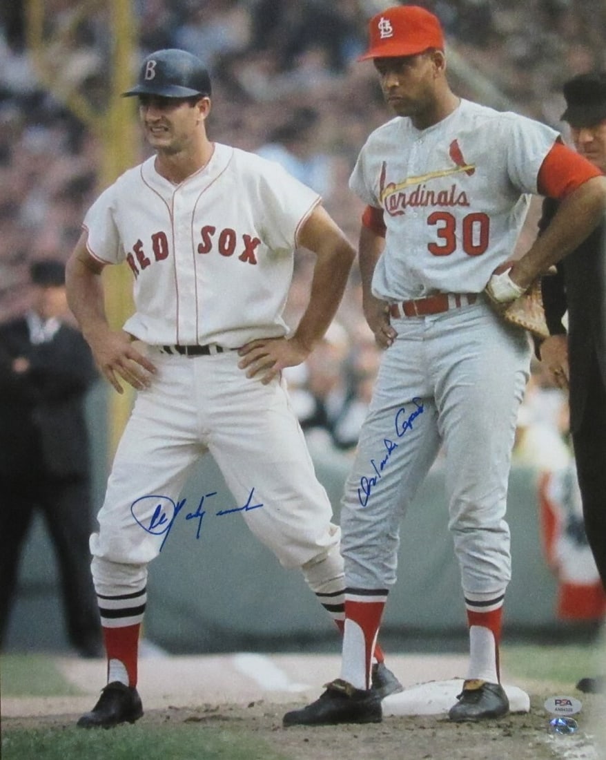 Carl Yastrzemski/ Orlando Cepeda Dual-Signed 16x20 Photo PSA/ DNA 192329: Carl Yastrzemski/ Orlando Cepeda Dual-Signed 16x20 Photo PSA/ DNA 192329 Carl Yastrzemski and Orlando Cepeda have signed a 16x20 photo, bearing the PSA/DNA authentication mark. The image captures thes