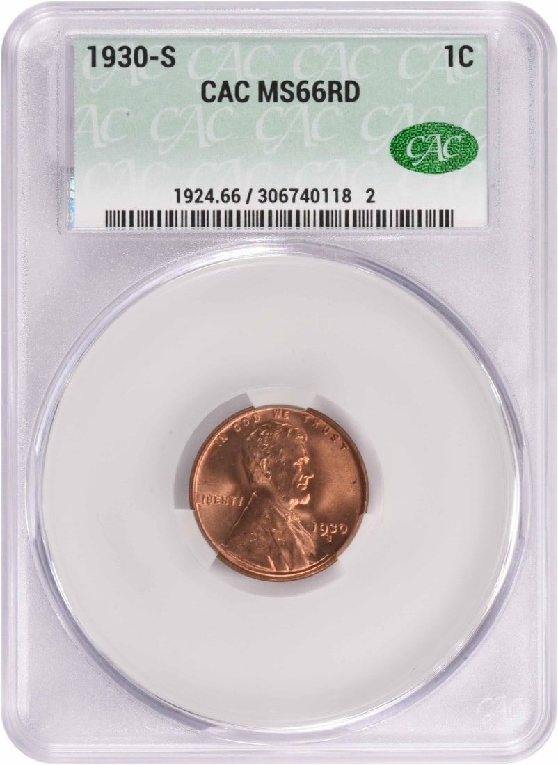 Lincoln Cent MS66RD CACG 1930-S (1 of 3)