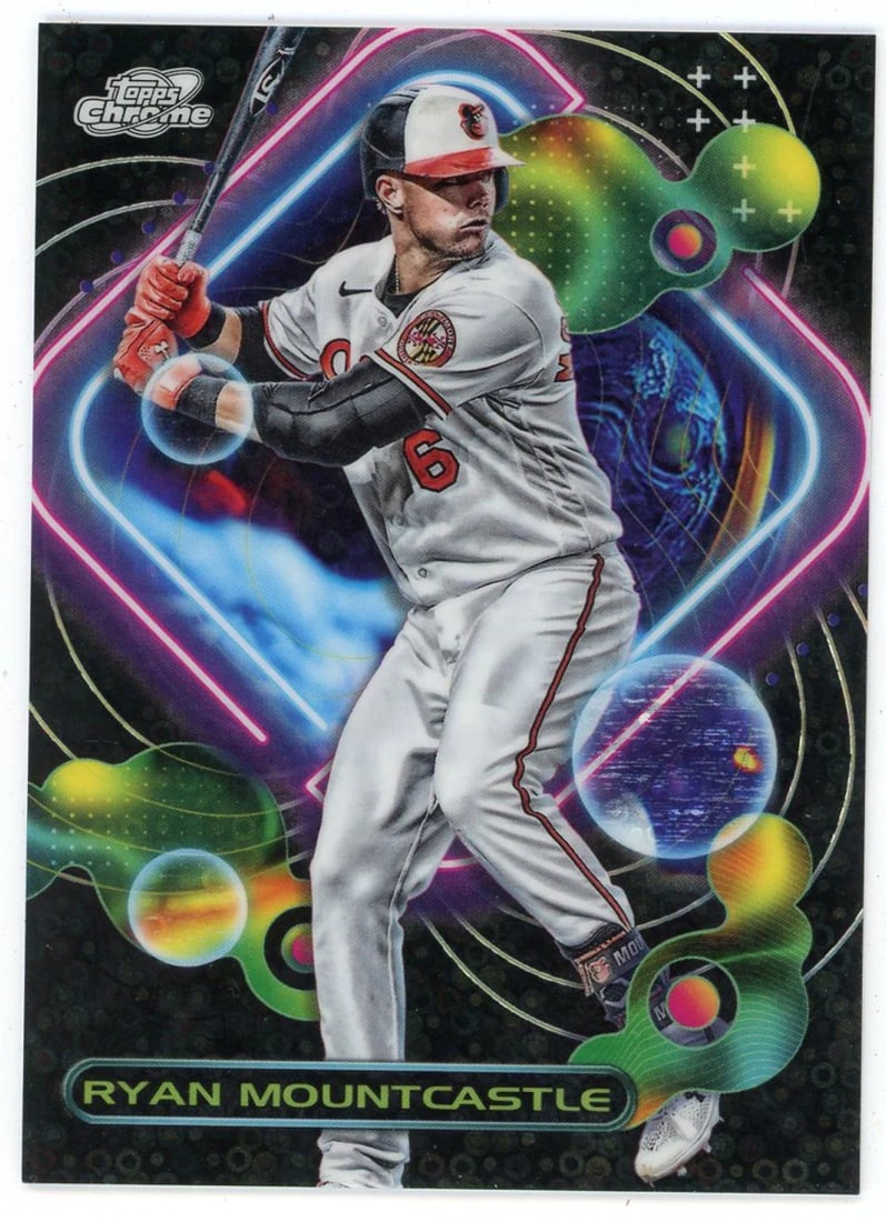 Ryan Mountcastle Cosmic Eclipse Black 10 Topps Chrome 2023 #32: Ryan Mountcastle Cosmic Eclipse Black 10 Topps Chrome 2023 #32 Ryan Mountcastle Cosmic Eclipse Black 10 Topps Chrome 2023 #32 features a stunning black finish and premium chrome details, showcasing th